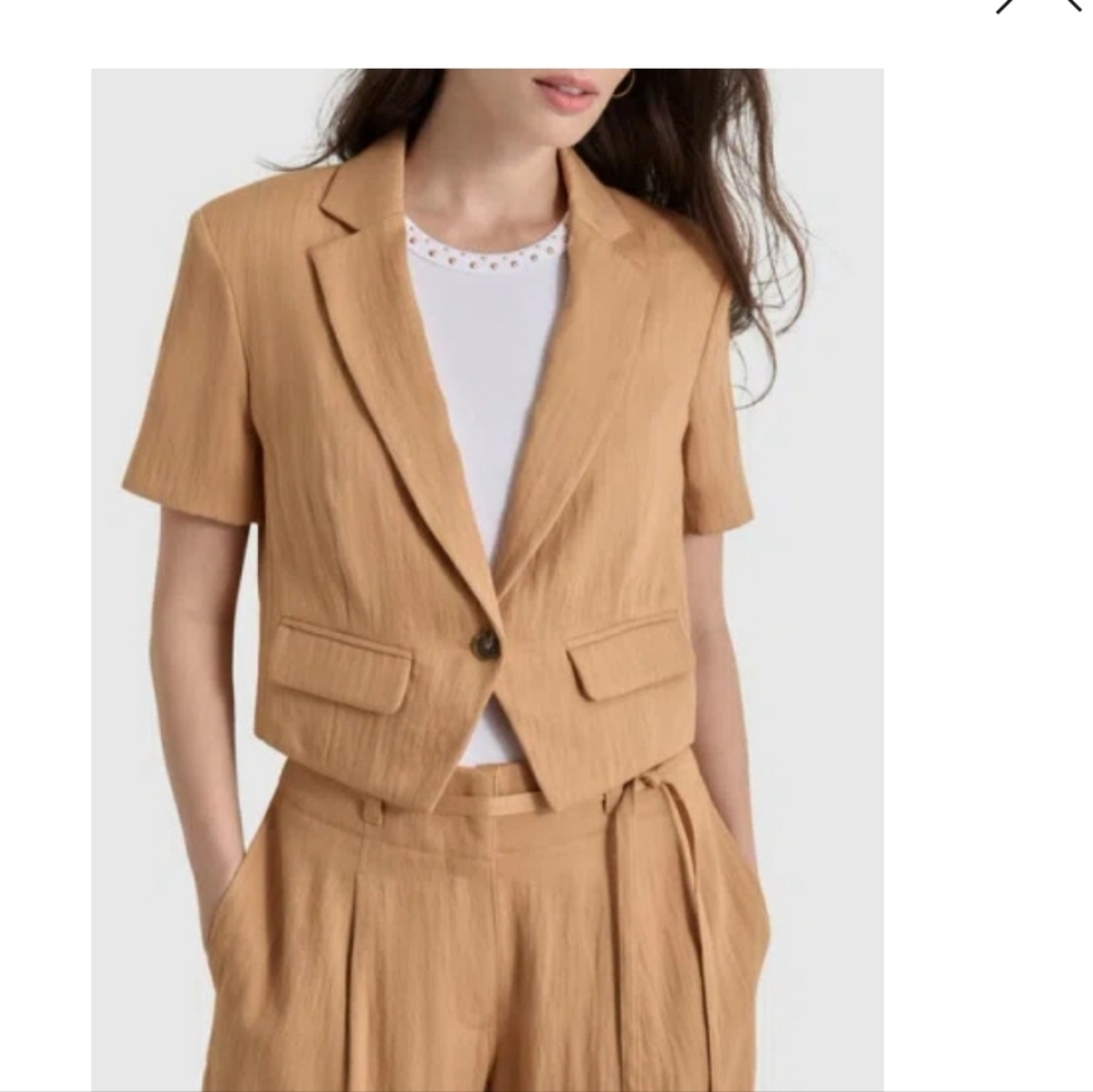 Dkny Short Sleeve Cropped Blazer Tawny